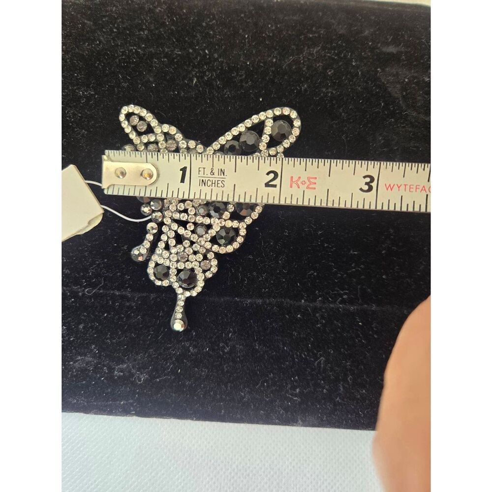 Laila Rowe Black/White Rhinestone Butterfly Brooch Pin - Picture 6 of 6